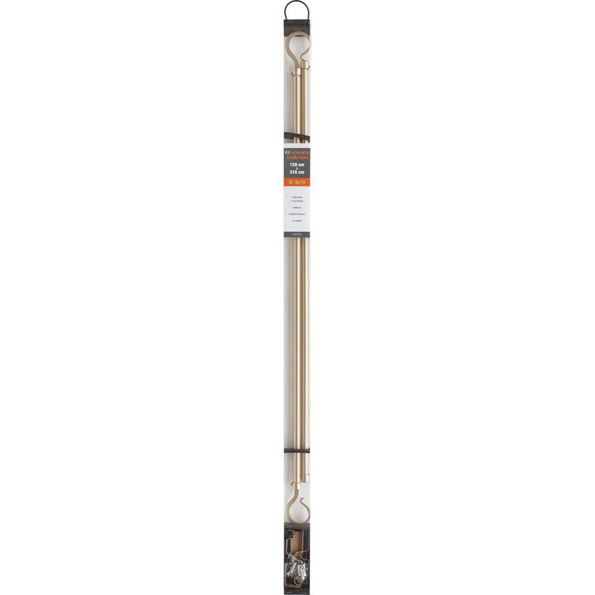 Set Galerie Dublă Extensibilă 120 - 210 CM Atelier Φ19MM - Auriu Mat - Set galerie extensibilă - Softambient