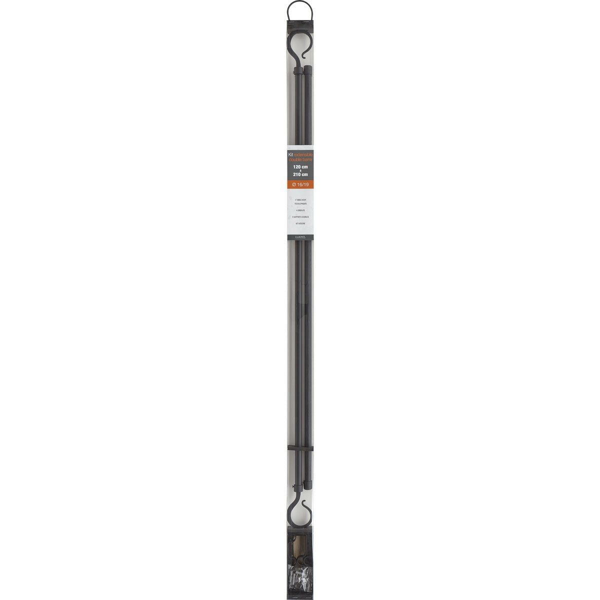 Set Galerie Dublă Extensibilă 210 - 380 CM Atelier Φ19MM - Negru Mat - Set galerie extensibilă - Softambient