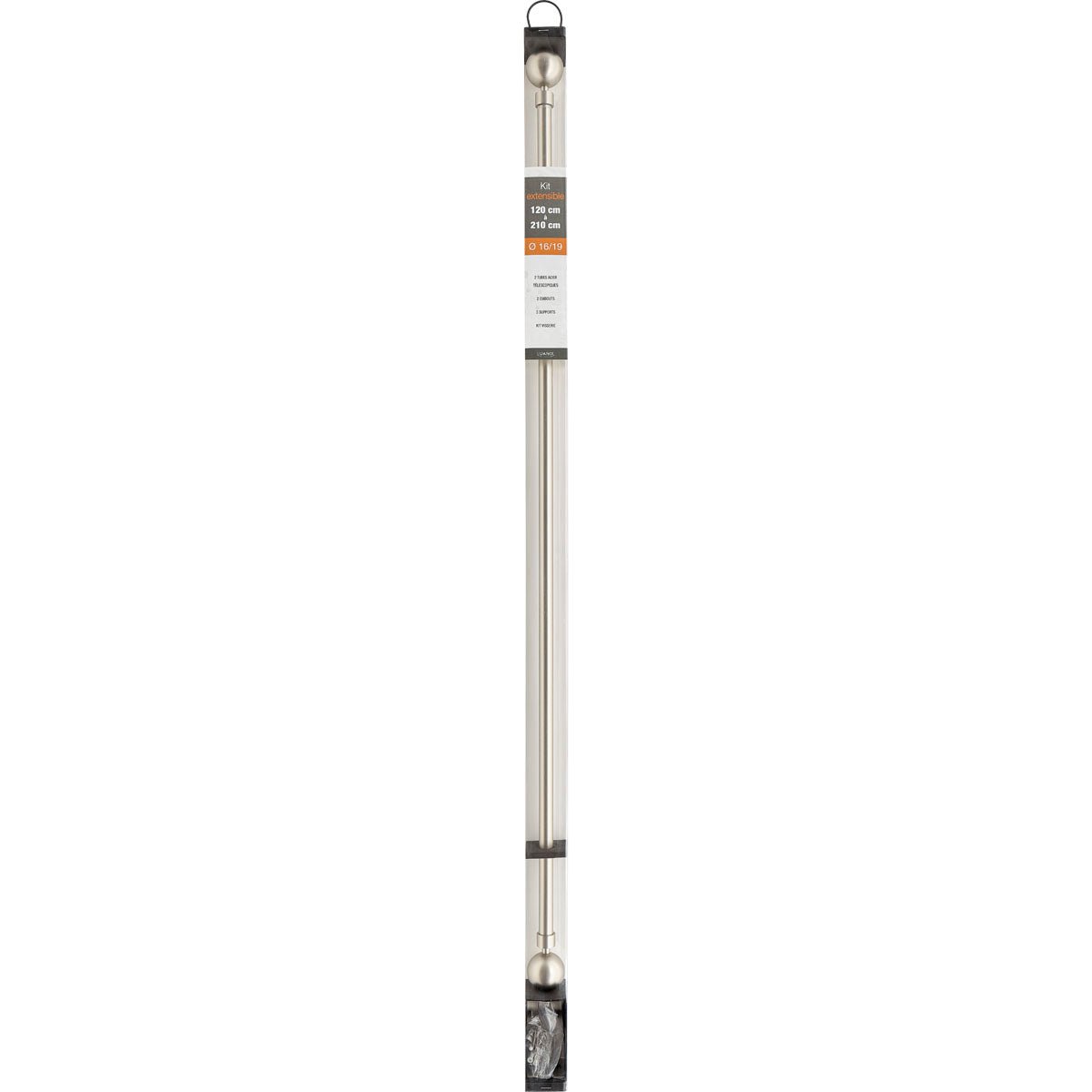 Set Galerie Extensibilă 120 - 210 CM Maia Φ19MM - Argintiu - Set galerie extensibilă - Softambient