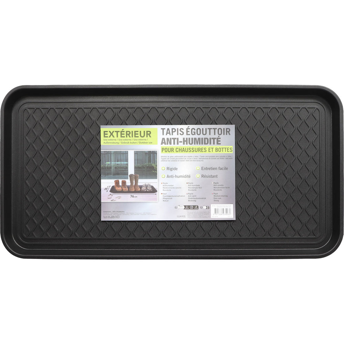 Tăviță pentru uscat cizme și pantofi 38X76CM Polietilenă - Negru - Tăviță - Softambient